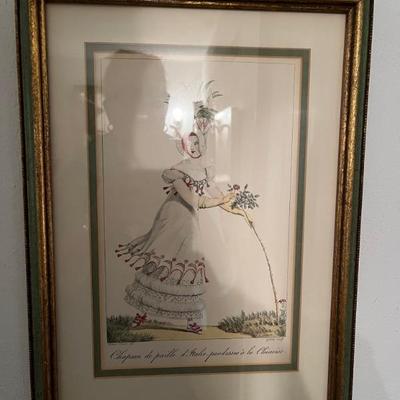 early 19th century French fashion engravings, beautiful frames