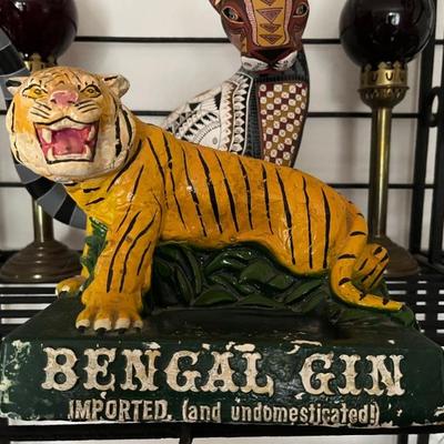 vintage Bengal gin bar display, bottle holder