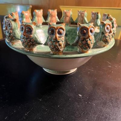 Mexican ceramic bowl with owl decoration