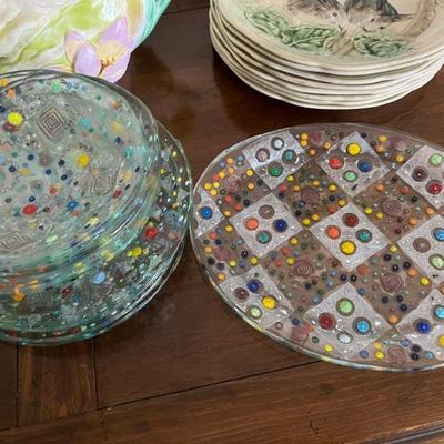 Art glass dessert set from Czechoslovakia