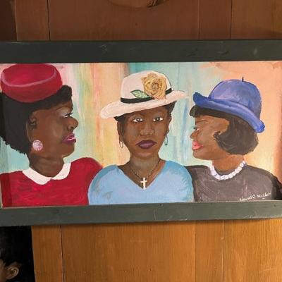 Church Ladies, acrylic on board, by African-American artist Howard McClain