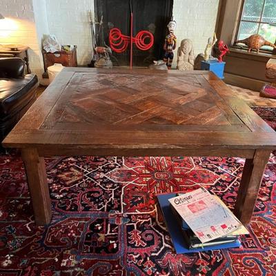 large oak parquet coffee table