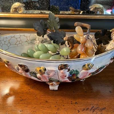 Capodimonte bowl and stone grapes