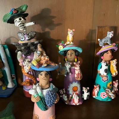 Mexican folk art ceramics by Josefina Aguilar, over 30 of them