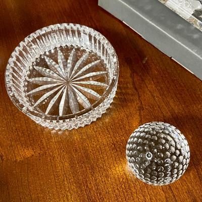 Waterford candy dish and golf ball