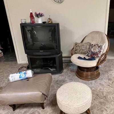 TV and rattan chair