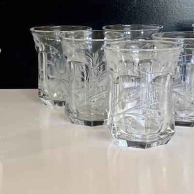 Set of 8 antique cut glass water glasses