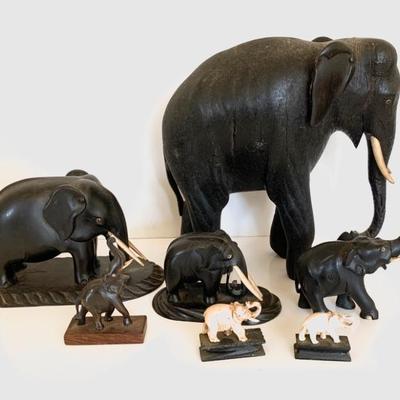 Collection of vtg. quality made elephants 