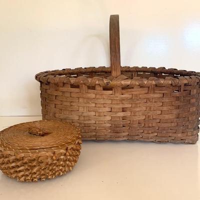 Antique porcupine basket - Penobscot Bay Maine.  Both baskets excellent cond.