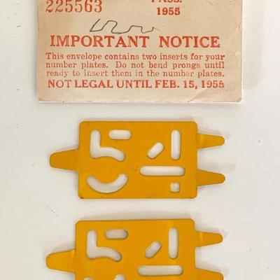 Unused 1954 license tags in the original envelope 