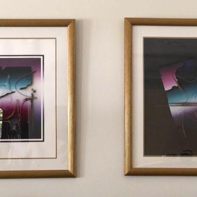 WST034 - PAIR OF FRAMED COMPLEMENTARY ART PRINTS