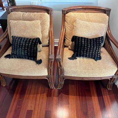 WST066- Pair Of Matching Woven Cane Accent Chairs