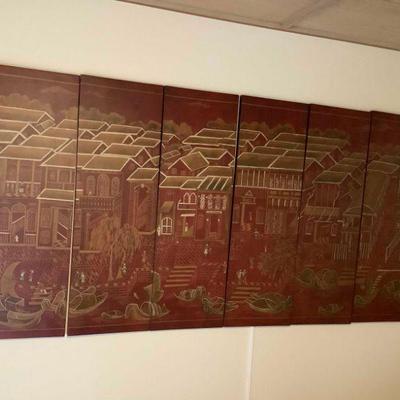 WST136 Six Paneled Oriental Handpainted Wall Art