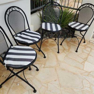 WST023 - Set of Four Foldable Metal Patio Chairs