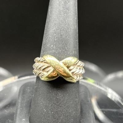 David Yurman 14k Gold Ring & 925 Silver, Size 8Â½	