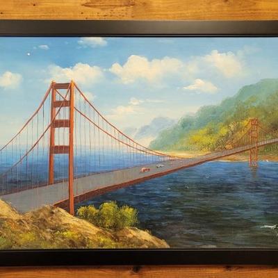 Framed Oil Painting of Golden Gate Bridge