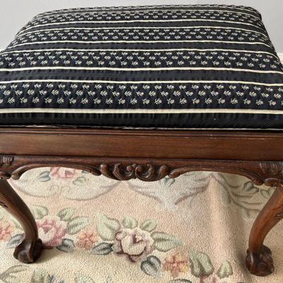 Mahogany Chippendale Style Bench with Upholstered Seat