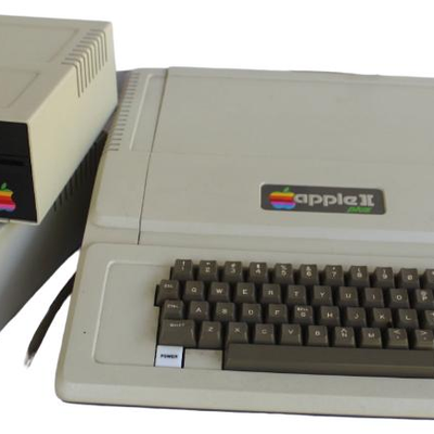 Apple II Computer and Floppy Disk Drives 