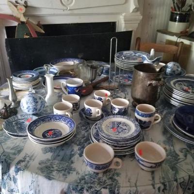 Assorted blue & white