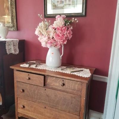 Antique oak 2-over-2 chest