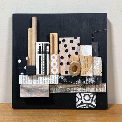 MADLYN GOLDMAN ASSEMBLAGE  |  Nightscape
Assemblage on painted wood
Signed, titled, and dated 2016 on verso
w. 8 x h. 8 in.