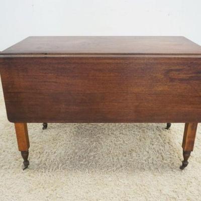 1068	ANTIQUE WALNUT DROP LEAF TABLE, APPROXIMATELY 32 IN X 23 IN X 29 IN HIGH, LEAF 15 IN
