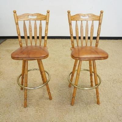 1139	PAIR OF HIGH BACK SWIVEL BAR STOOLS, APPROXIMATELY 49 IN HIGH
