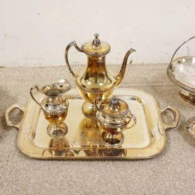 1267	LOT OF ASSORTED SILVERPLATE INCLUDING TEASET
