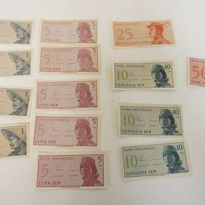 1189	LOT OF 14-1964 BANK OF INDONESIA BILLS, 1, 5, 10, 25, & 50
