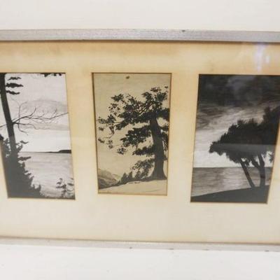 1060	FRAMED TRIPTYCH WATERCOLOR OF TREES, APPROXIMATELY 21 IN X 14 IN
