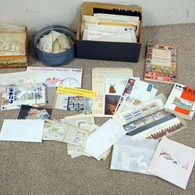 1182	LARGE LOT OF MISC STAMPS & STAMP COLLECTING ACCESSORIES INCLUDING STAMP CATALOGS
