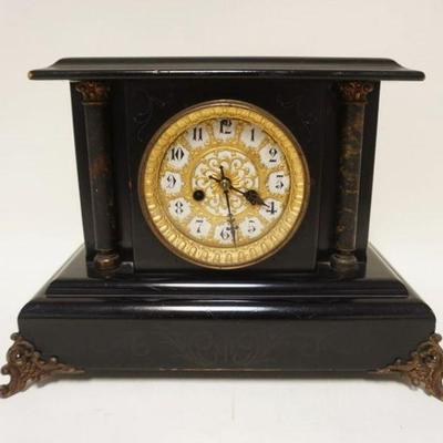 1144	ANTIQUE WATERBURY MANTLE CLOCK, APPROXIMATELY 16 IN X 8 IN X 11 IN
