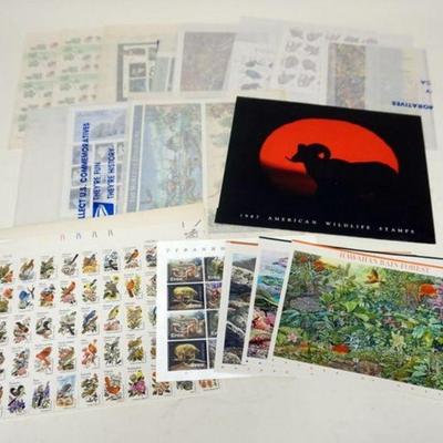 1169	LARGE LOT OF MINT STAMP SHEETS, NATURE, WILDLIFE, INSECTS, ETC, $156.44 FACE VALUE
