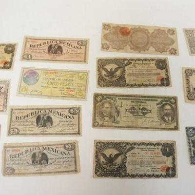 1191	LOT OF 14 PIECES OF ASSORTED ANTIQUE MEXICAN PAPER MONEY
