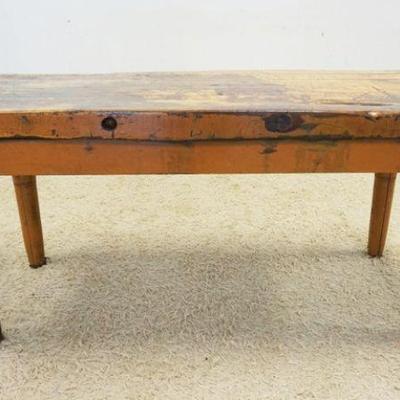 1130	ANTIQUE BUTCHER BLOCK TABLE, APPROXIMATELY 60 IN X 24 IN X 31 IN
