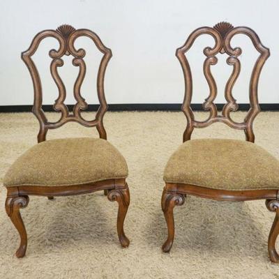 1102	PAIR OF WALNUT UPHOLSTERED SEAT OCCASSIONAL CHAIRS W/CABRIOLE LEGS
