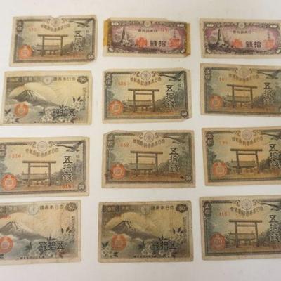 1203	LOT OF 16 PIECES OF ANTIQUE ASIAN CURRENCY
