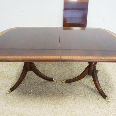 1083	ETHAN ALLEN BANDED DINING TABLE, A72 IN X 46 IN X 29 IN HIGH W/ONE 24 IN LEAF
