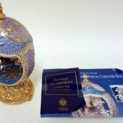 1159	HOUSE OF FABERGE EGG *MOONLIGHT MUSICAL CAROUSEL*, APPROXIMATELY 7 1/2 IN HIGH
