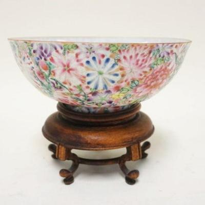 1003	ASIAN EGGSHELL BOWL ON WOOD BASE, BOWL APPROXIMATELY 6 IN X 2 1/2 IN HIGH
