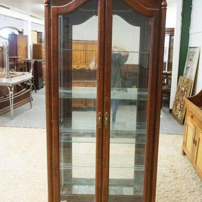 1256	PULASKI BEVELED GLASS DOOR CURIO CABINET, APPROXIMATELY 14 IN X 35 IN X 83 IN HIGH
