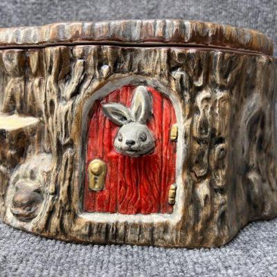 1970's Ceramic Tree Trunk Cookie Jar