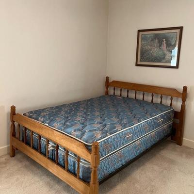 Full maple bed with mattress set $175