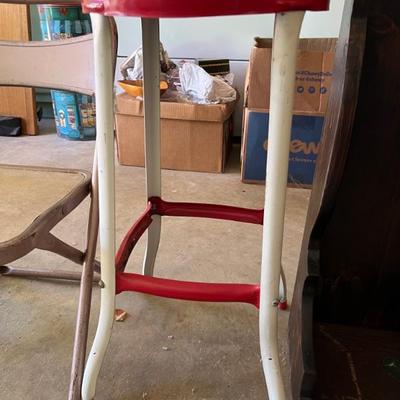 Mint Vintage metal red & white stool $50