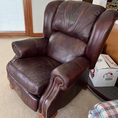 Leather wingback recliner $180