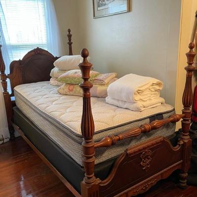 Twin size antique bed with mattress and box
Springs 