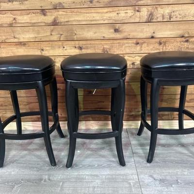 (3) Barstools w/ Padded Leather-Look Seats, as is