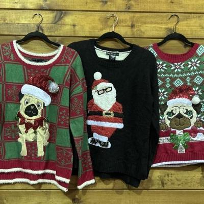 (3) Christmas Sweaters: 2- Lg, 1- XL