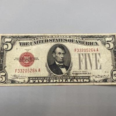 1928 Red Seal $5 Bill