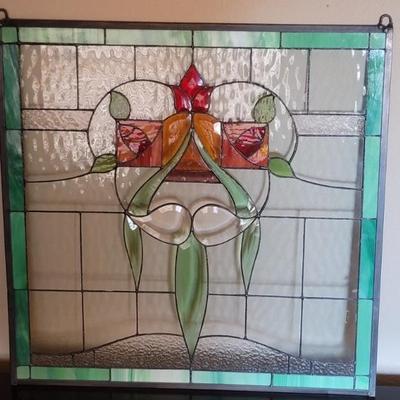 Stained Glass Window with Beveled Glass Pieces